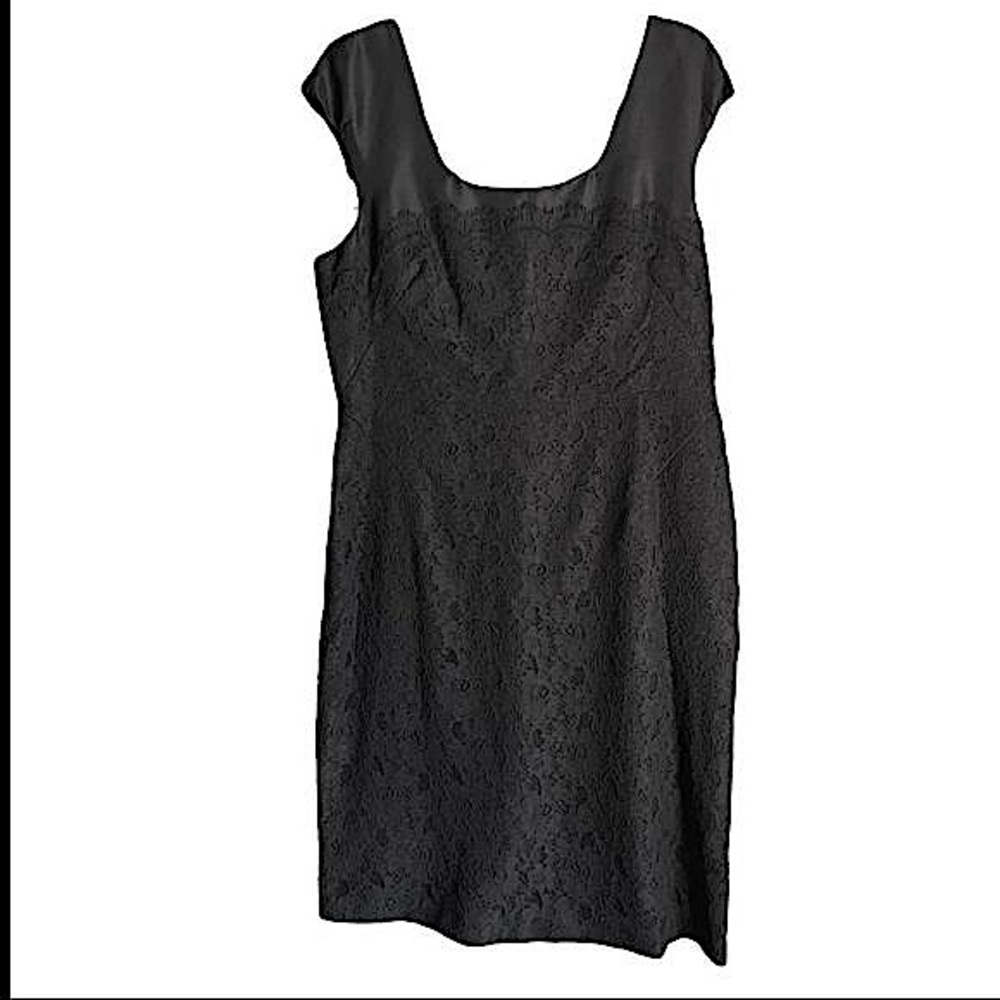 NEW LK Bennet Black Silk Sheath Dress Short Lace Sleeveless Womens 16